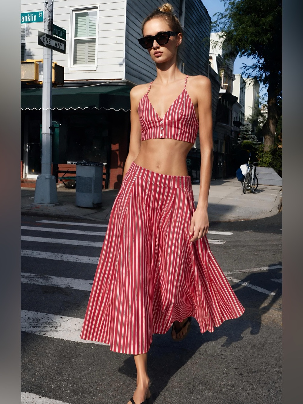 Zara Striped Crop Tank Top
